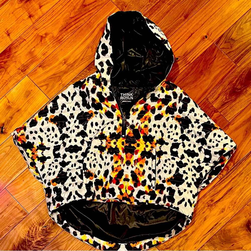 Think Royln brand cape with distinct sleeves. Size M/L. Mid-weight.